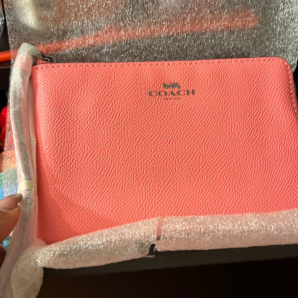 Coach “pink lemonade “ corner zip wallet